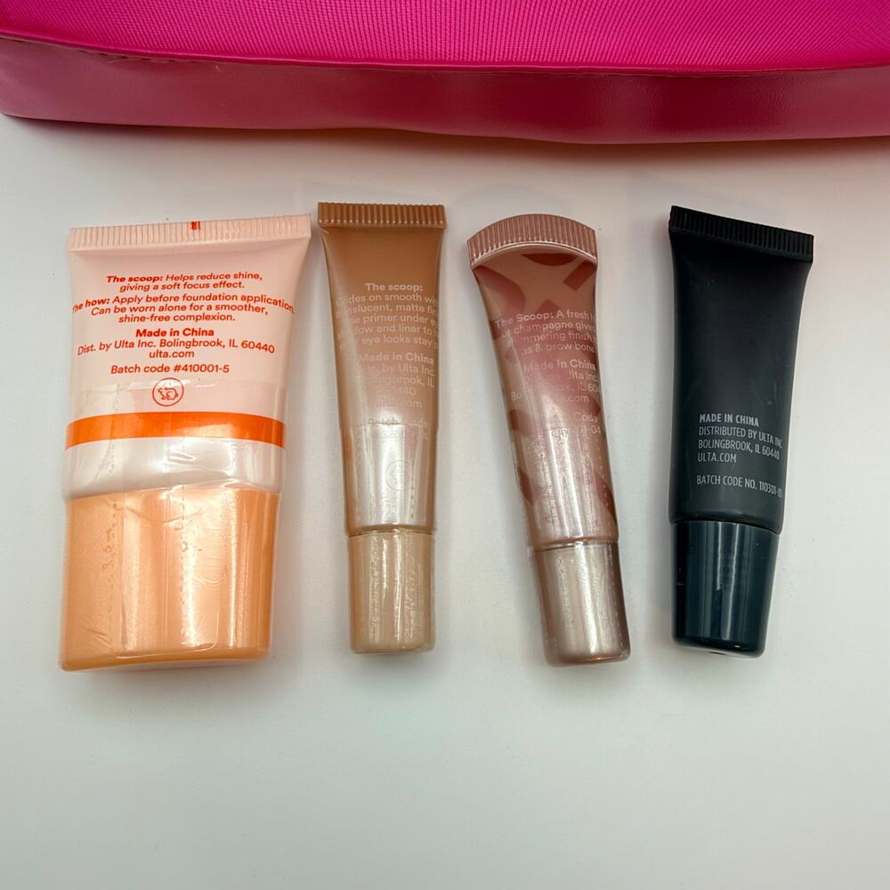 Ulta Beauty Pink Makeup Bag + Face Eye Primer 4 Pc Beauty Gift Set NEW - Picture 4 of 5